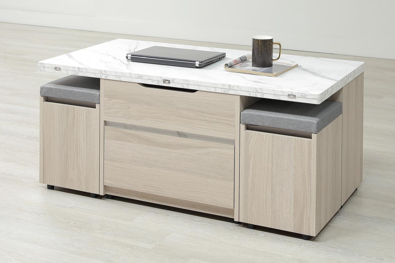 萊米克 4 尺仿石面升降茶几